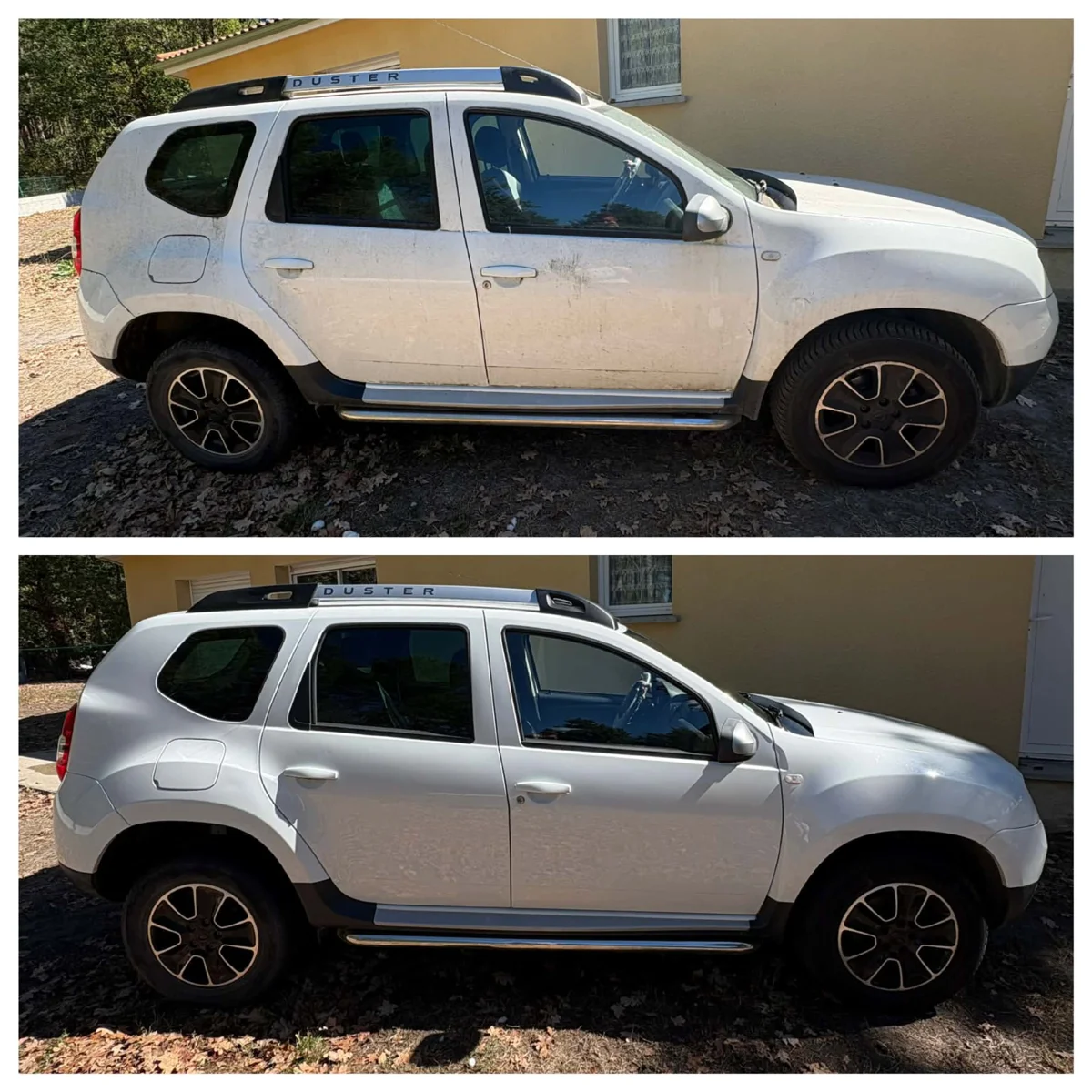 Dacia Duster avant et après le nettoyage extérieur